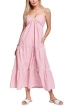 Lost + Wander Let's Go On A Date Cotton Blend Gingham Maxi Sundress In Pink Gingham