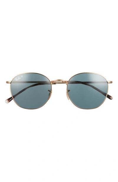 Ray Ban 54mm Polarized Round Sunglasses In Arista / Dark Blue Polar