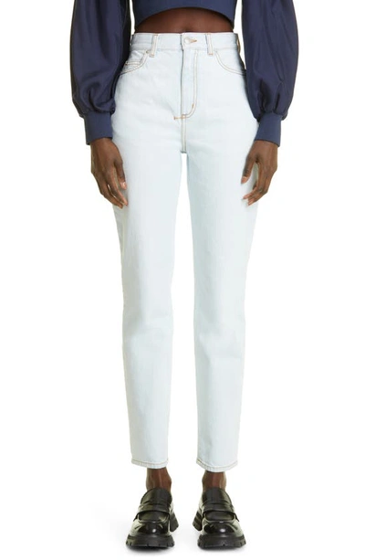 Alexander Mcqueen High Waist Slim Fit Jeans In Pale Wash