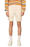 Sandro Knee-length Elasticated Waist Stretch-cotton-blend Shorts In Ecru