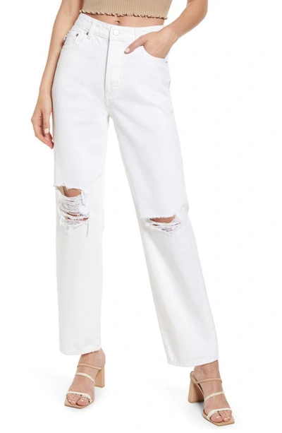 Lovers & Friends Ryan Distressed High Waist Straight Leg Jeans In Lighthouse