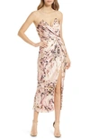 KATIE MAY COME ON HOME FLORAL PRINT SATIN COCKTAIL DRESS