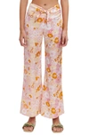 Maje Pisella Floral Flared Tie Front Pants In Pink