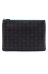 Mcm 'heritage' Convertible Coated Canvas Zip Pouch - Black In Black