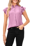 Cece Pintuck Ruffle Short Sleeve Blouse In Sweet Pink