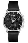 Hugo Boss Chronograph Watch With Crocodile Leather Strap Men's Watches In Black