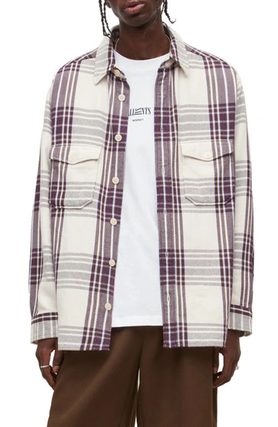 Allsaints Bluefield Plaid Flannel Button-up Shirt In White