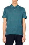 Sandro Beach Linen Polo Style Tee In Blue Grey