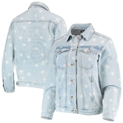 The Wild Collective Women's  San Francisco Giants Allover Print Button-up Denim Jacket