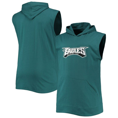 Profile Midnight Green Philadelphia Eagles Big & Tall Muscle Sleeveless Pullover Hoodie In Teal