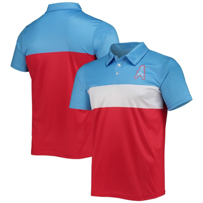 Foco Men's  Light Blue, Red Houston Oilers Retro Colorblock Polo Shirt In Light Blue,red
