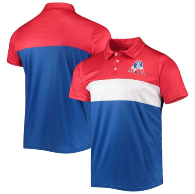 Foco Men's  Red, Royal New England Patriots Retro Colorblock Polo Shirt In Red,royal
