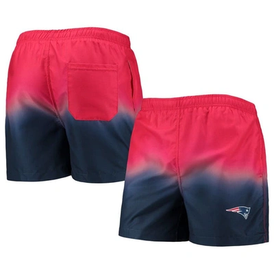Foco Men's  Red, Navy New England Patriots Dip-dye Swim Shorts In Red,navy