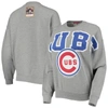 Mitchell & Ness Heathered Gray Chicago Cubs Cooperstown Collection Logo Lightweight Pullover Sweatsh In Heather Gray