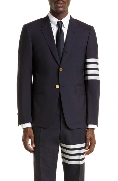 Thom Browne 4 Bar Mélange Wool Sport Coat In Black