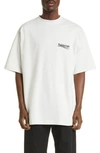Balenciaga Campaign Logo-embroidered Cotton-jersey T-shirt In Dirty White / Black / Blue