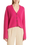 La Ligne Toujours Crop Cashmere Cardigan In Hot Pink