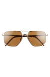 Prada 57mm Polarized Square Sunglasses In Gold/brown