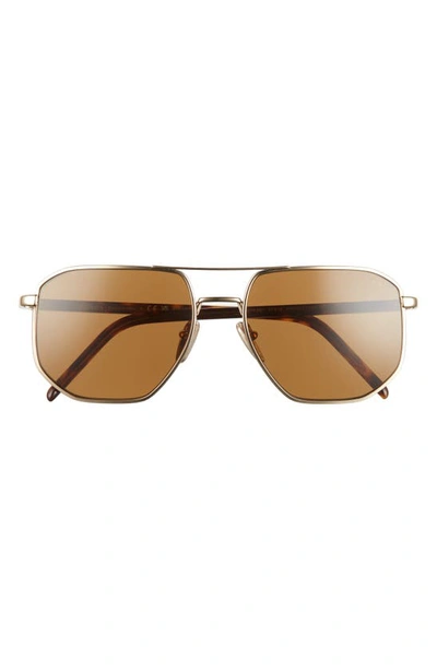 Prada 57mm Polarized Square Sunglasses In Pale Gold-tone