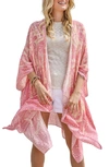 Saachi Woodblock Kimono In Peach