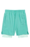 Nike Yoga Big Kids' 2-in-1 Training Shorts In Washed Teal