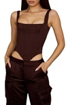 HOUSE OF CB HOUSE OF CB RAFA SATIN LONGLINE CORSET TOP