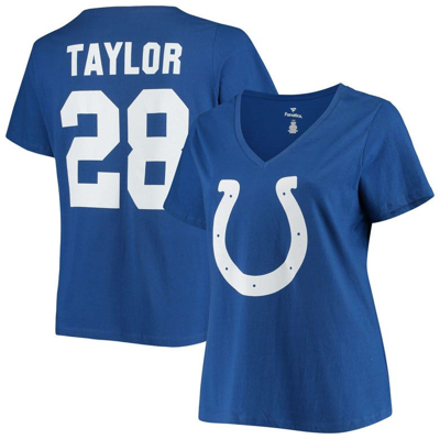 Fanatics Jonathan Taylor Royal Indianapolis Colts Plus Size Fair Catch Name & Number V-neck T-shirt In Royal Blue