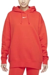 Nike Sportswear Collection Essentials Oversize Hoodie In Chile Red/white