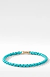 David Yurman Stainless Steel Bel Aire Chain Bracelet With 14k Yellow Gold Accent In Gold/ Turquoise