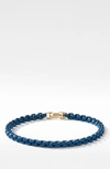 David Yurman 14kt Yellow Gold Dy Bel Aire Color Box Chain Bracelet (4mm) In Gold/ Navy