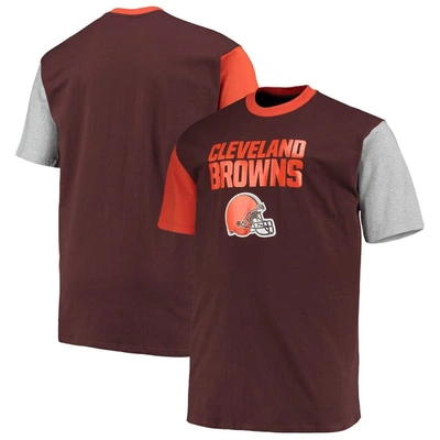 PROFILE BROWN/ORANGE CLEVELAND BROWNS BIG & TALL COLORBLOCKED T-SHIRT