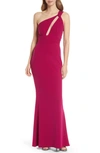 Katie May Cutout One-shoulder Trumpet Gown In Magenta