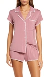 Eberjey Frida Whipstitch Jersey Knit Short Pajamas In Old Rose