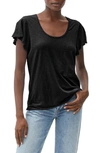 Michael Stars Jana Scoop Neck Flutter Sleeve T-shirt In Black