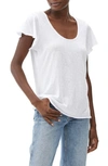 Michael Stars Jana Scoop Neck Flutter Sleeve T-shirt In White
