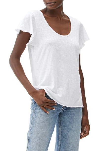 Michael Stars Jana Scoop Neck Flutter Sleeve T-shirt In White