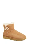 Ugg Mini Bailey Button Ii Genuine Shearling Boot In Chestnut Suede