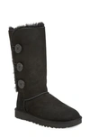 Ugg Bailey Button Triplet Shearling Mid Calf Boots In Black Suede