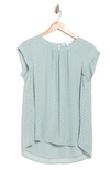 Dr2 By Daniel Rainn Floral Clip Dot Cap Sleeve Tunic Blouse In Aloe