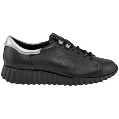 Ferragamo Ninfa Perforated Leather Trainers In Black