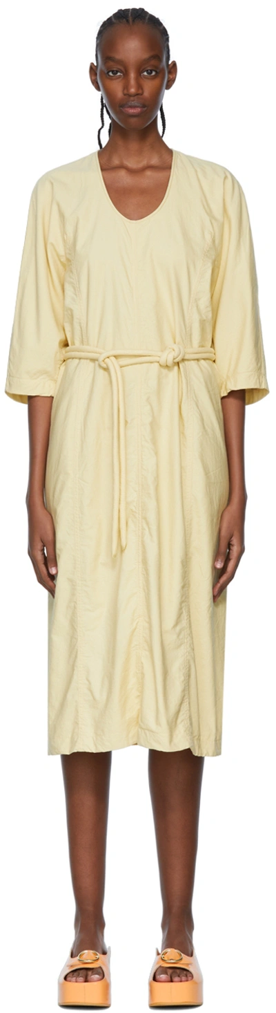 Lemaire Beige Cotton Midi Dress In 508 Pale Custard