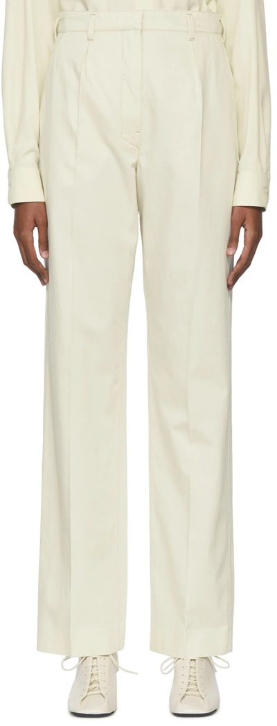 Lemaire Off-white Cotton Trousers In 014 Creamy White