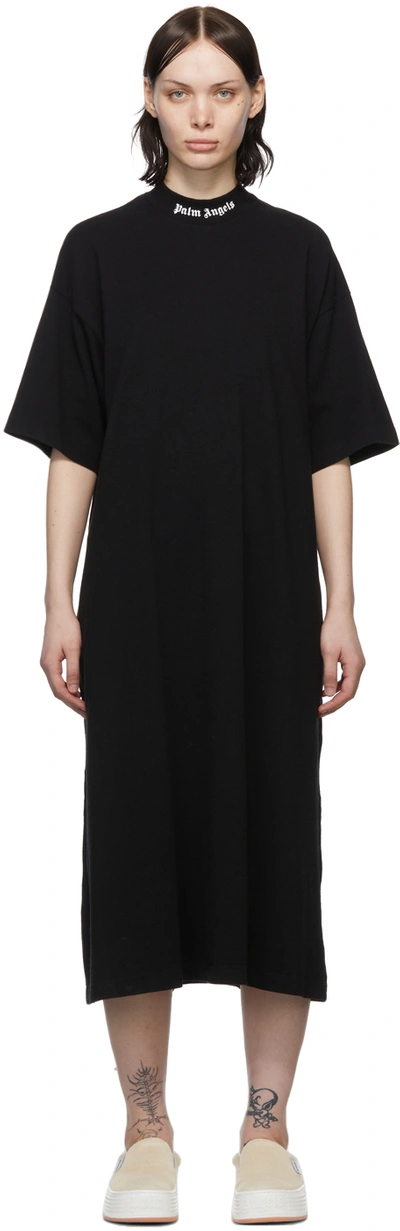 Palm Angels Logo-print T-shirt Maxi Dress In Black White