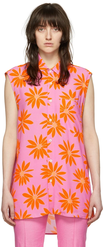 Jacquemus Pink 'le Chemise Frescu' Sleeveless Shirt In 4ag Print Orange/pin