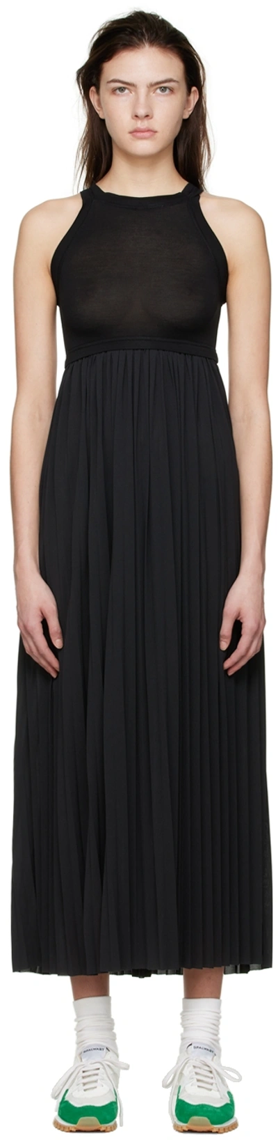 Vaara Black Polyester Midi Dress