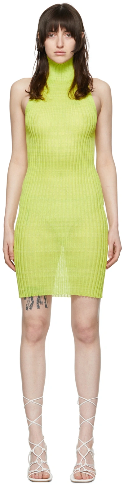 A. Roege Hove Yellow Emma High Neck Knitted Mini Dress In Green