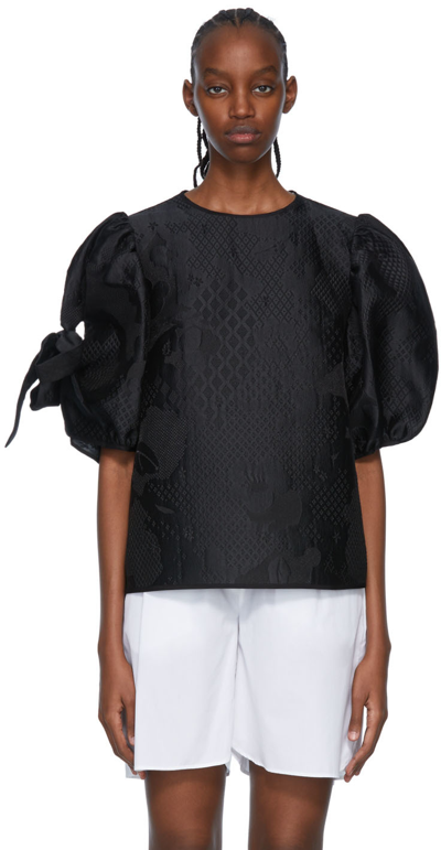 Cecilie Bahnsen Cropped Puff-sleeve Blouse In Black