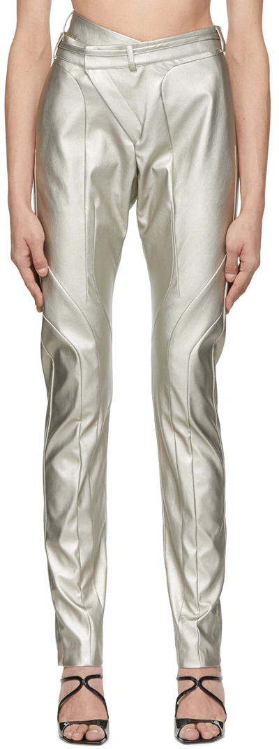 Ottolinger Silver Polyester Trousers In Silver Pleather