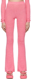 Msgm Ribbed-knit Flared Trousers In 14 Pink