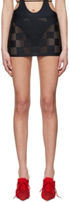 Fal-ash Black Polyester Mini Skirt In Black